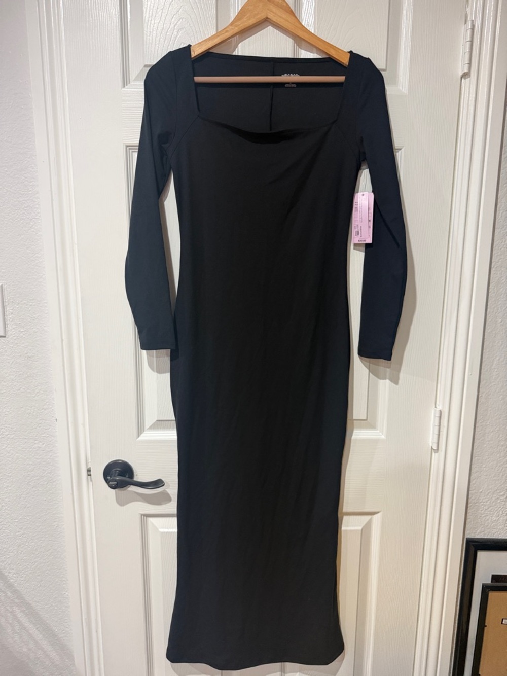 wild fable Black Long Sleeve Square Neck Midi Dress size S NWT